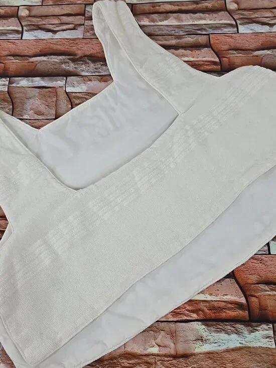 FREE PEOPLE WOMEN'S SIZE XS WHITE CROP TOP COTTON LINEN WITH SIDE BUTTONS LINED. - Picture 2 of 16